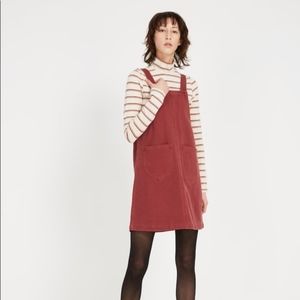 Frank & Oak Denim Pinafore NWT | Maroon | Size Medium | Overall Dress Jumper